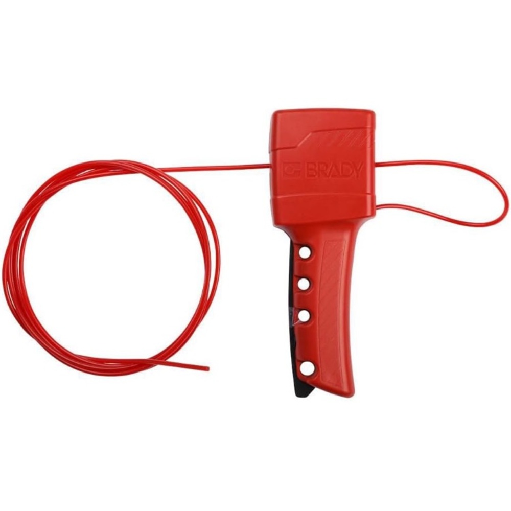 Brady Lockout, Red With 8’ Nylon Sheathed Metal 1/8” Cable, New
